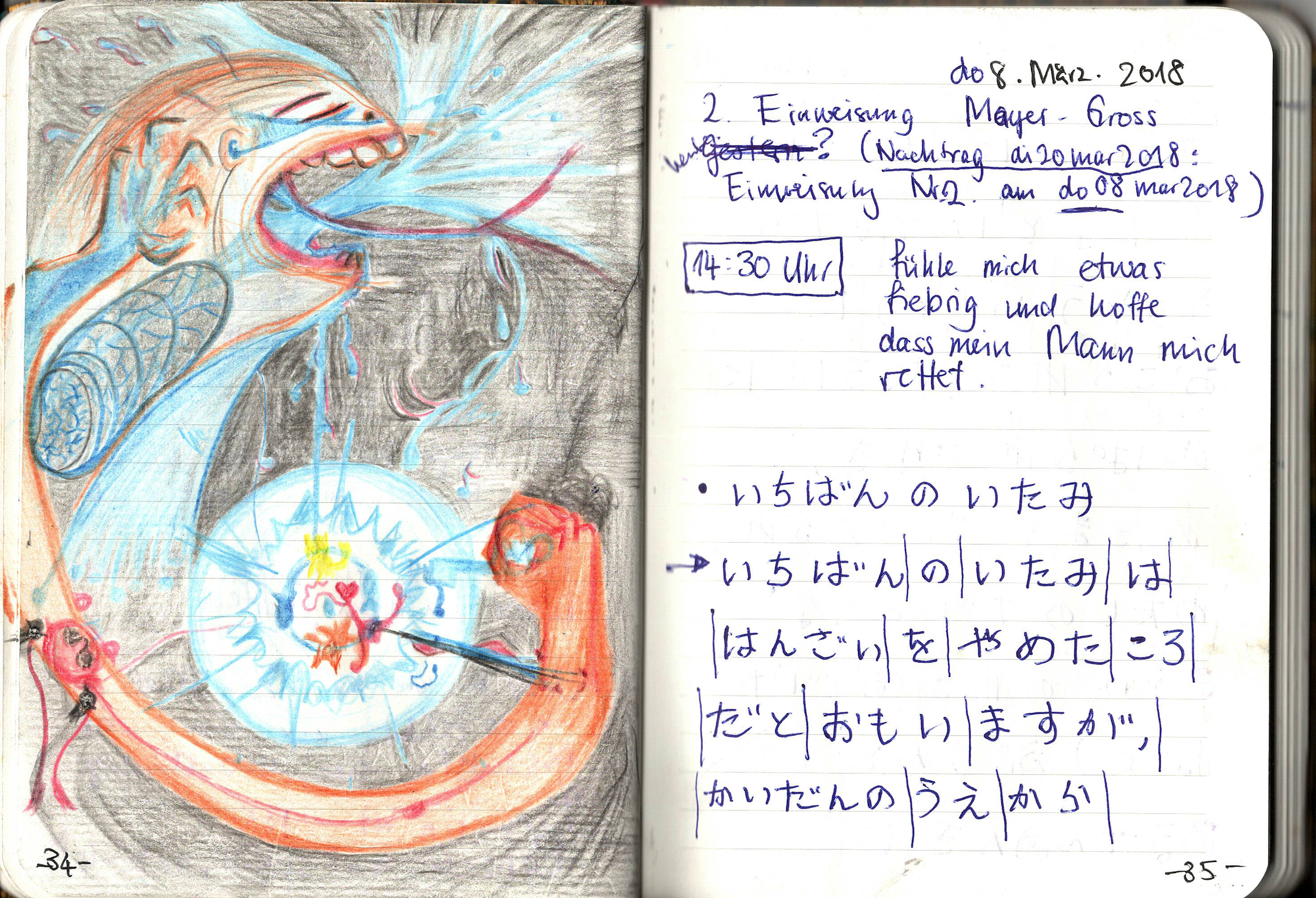 Der größte Schmerz / Farb- und Bleistift / 08. März 2018