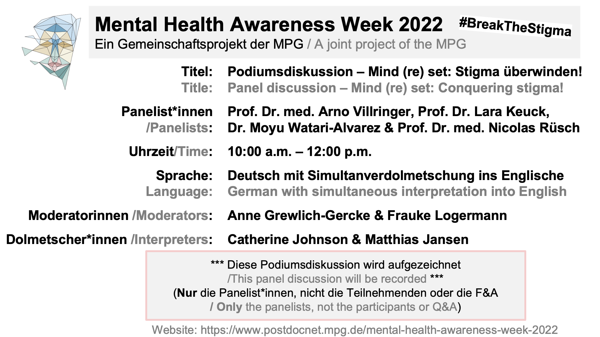 Mind (re) set: Stigma überwinden! (Podiumsdiskussion, Oktober 2022)